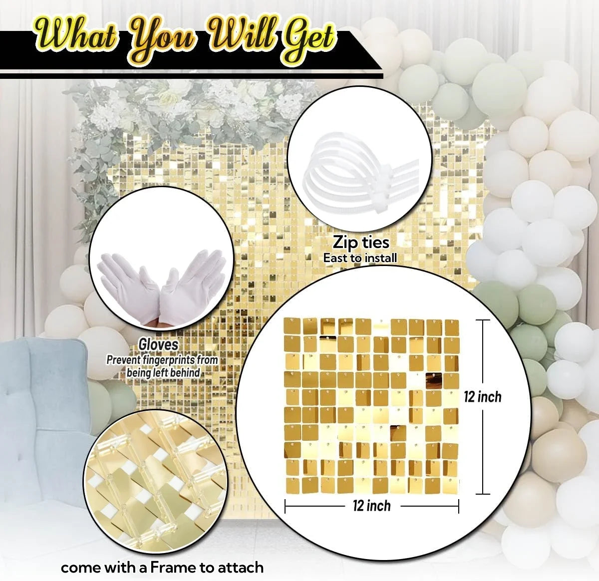 Shimmer Wall Backdrop Panels – Sequin Party Decorations for Weddings, Birthdays, and Events