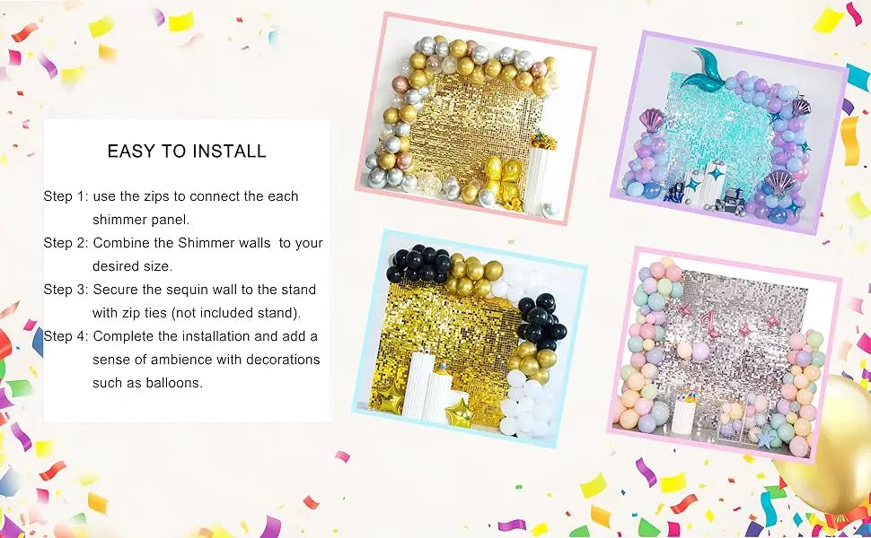 Shimmer Wall Backdrop Panels – Sequin Party Decorations for Weddings, Birthdays, and Events